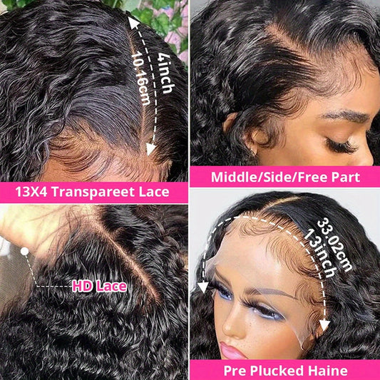 S SEDITTYHAIR 13x4 Lace Front Deep Wave Human Hair Wig 200% Density