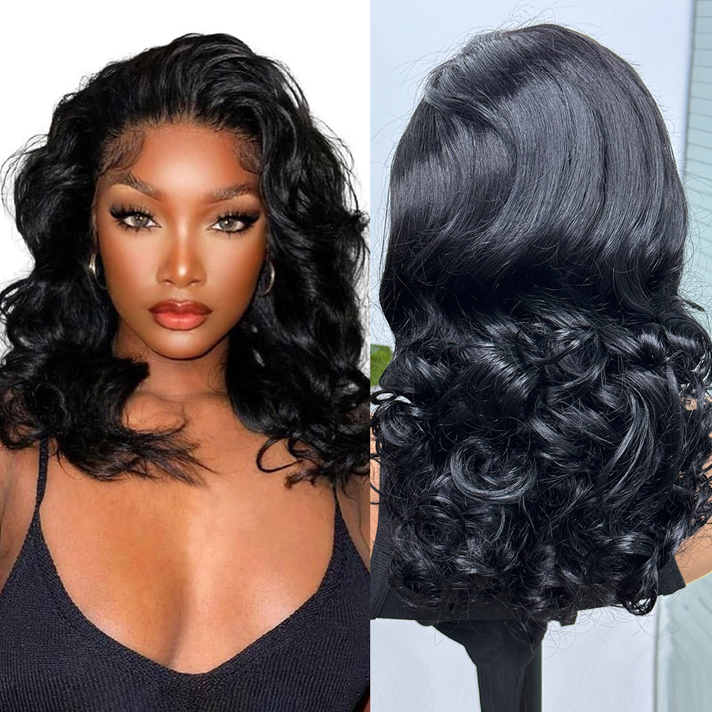 S SEDITTYHAIR Bouncy Curly Wave 13x4 Lace Front Human Hair Wig Bob Wig 200% Density
