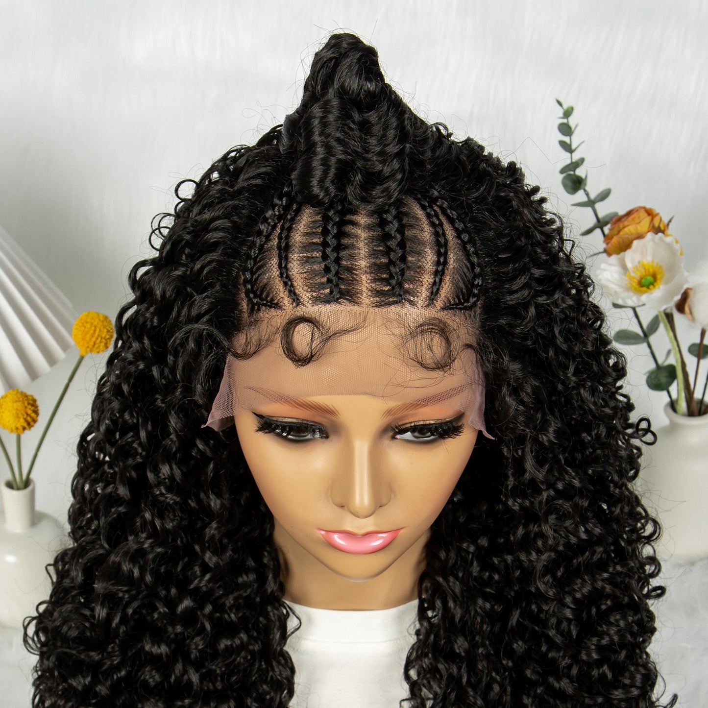 S SEDITTYHAIR Synthetic Full Lace Cornrows Box Braided Wig Synthetic Braids Hair Wig Afro Wig 24 inches