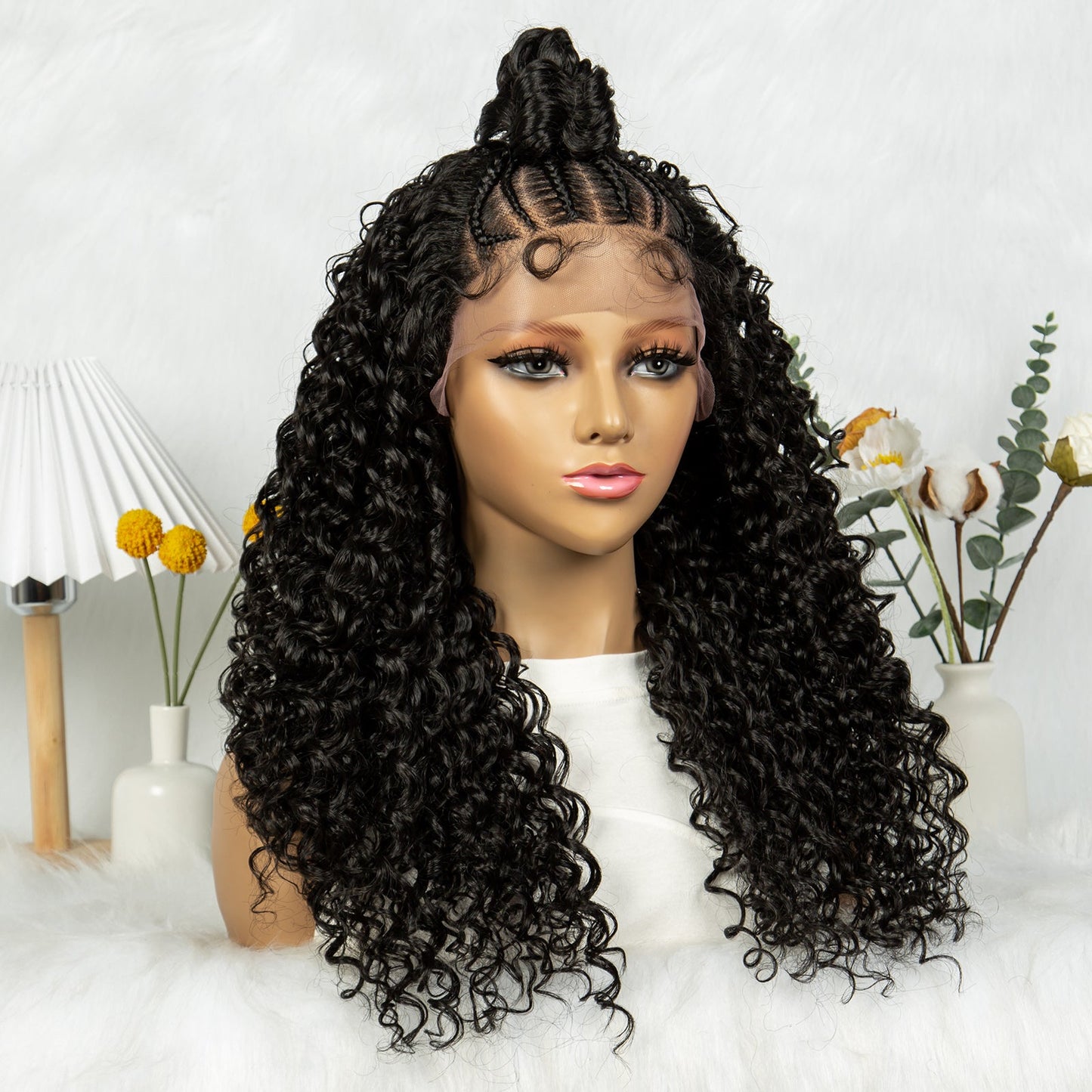 S SEDITTYHAIR Synthetic Full Lace Cornrows Box Braided Wig Synthetic Braids Hair Wig Afro Wig 24 inches