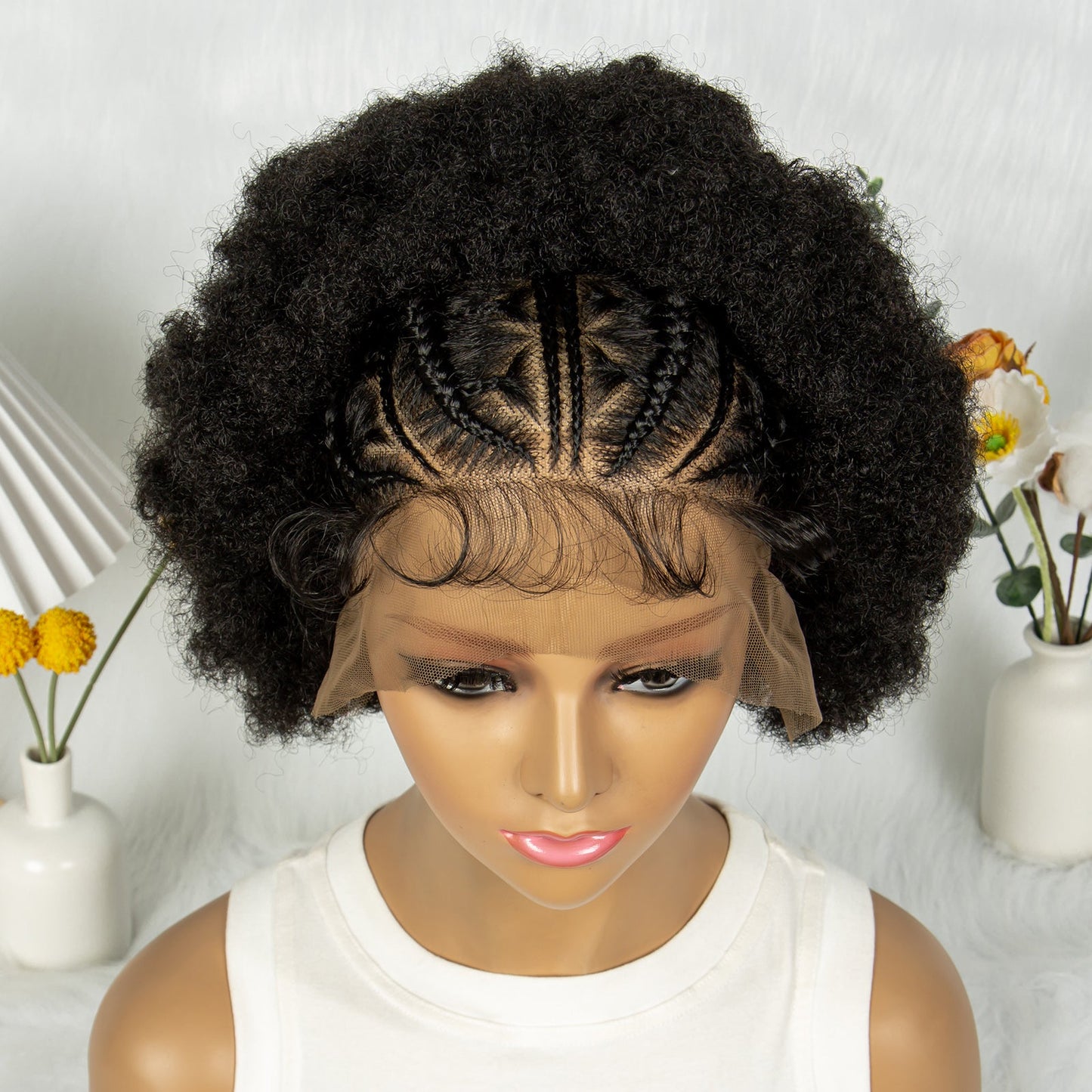 S SEDITTYHAIR Synthetic Full Lace Cornrows Box Braided Wig Synthetic Braids Hair Wig Afro Wig