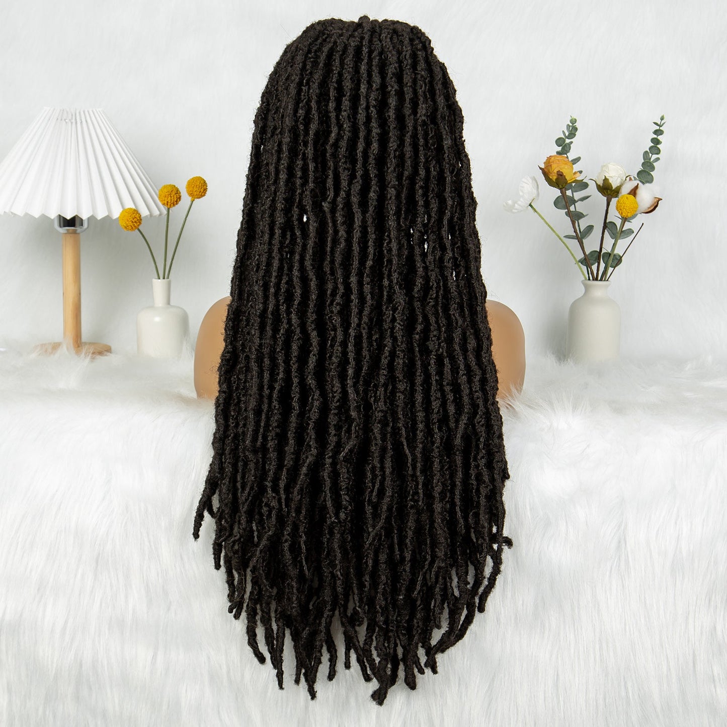 S SEDITTYHAIR Synthetic Full Lace Cornrow Locs Braided Wig Hair 28"