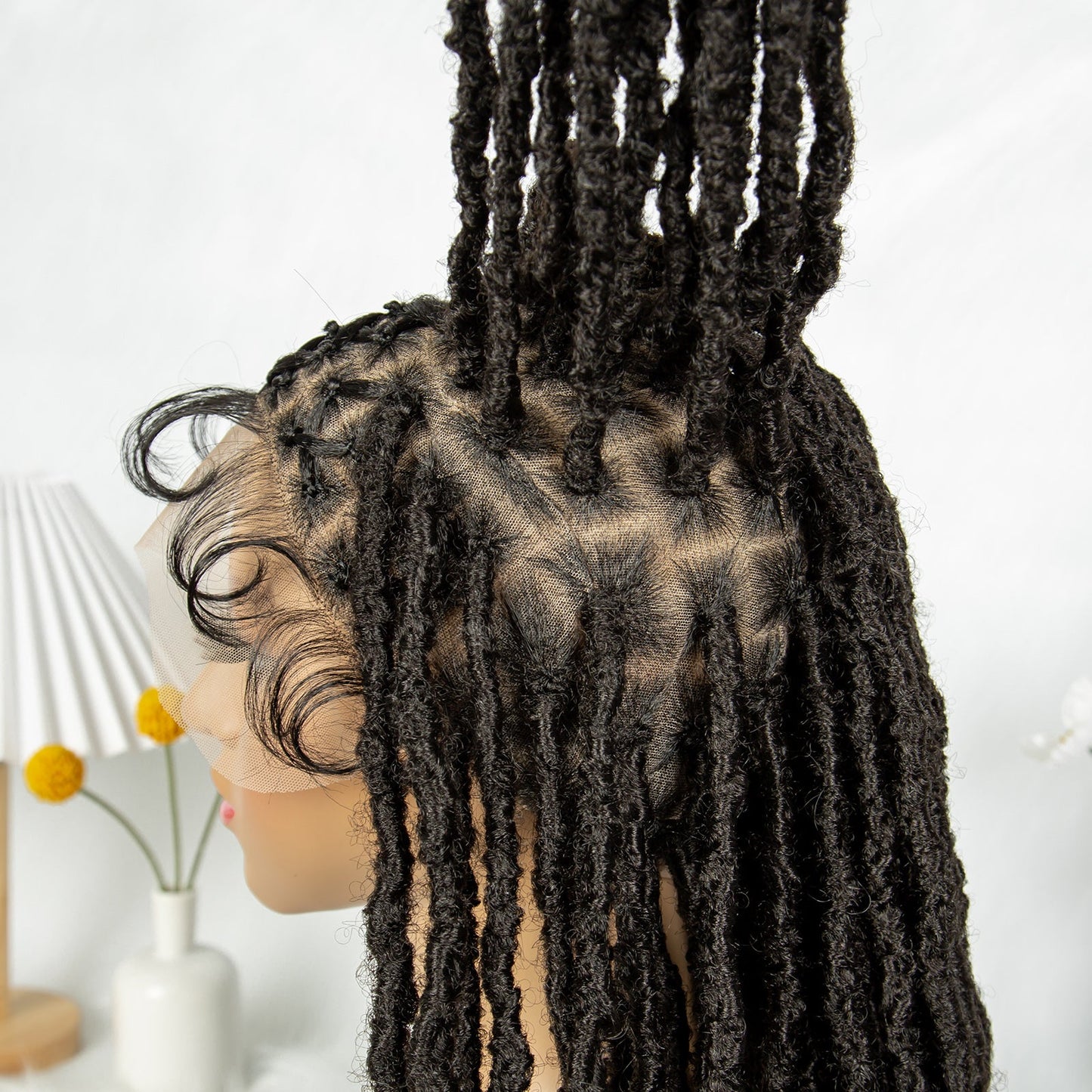 S SEDITTYHAIR Synthetic Full Lace Cornrow Locs Braided Wig Hair 28"