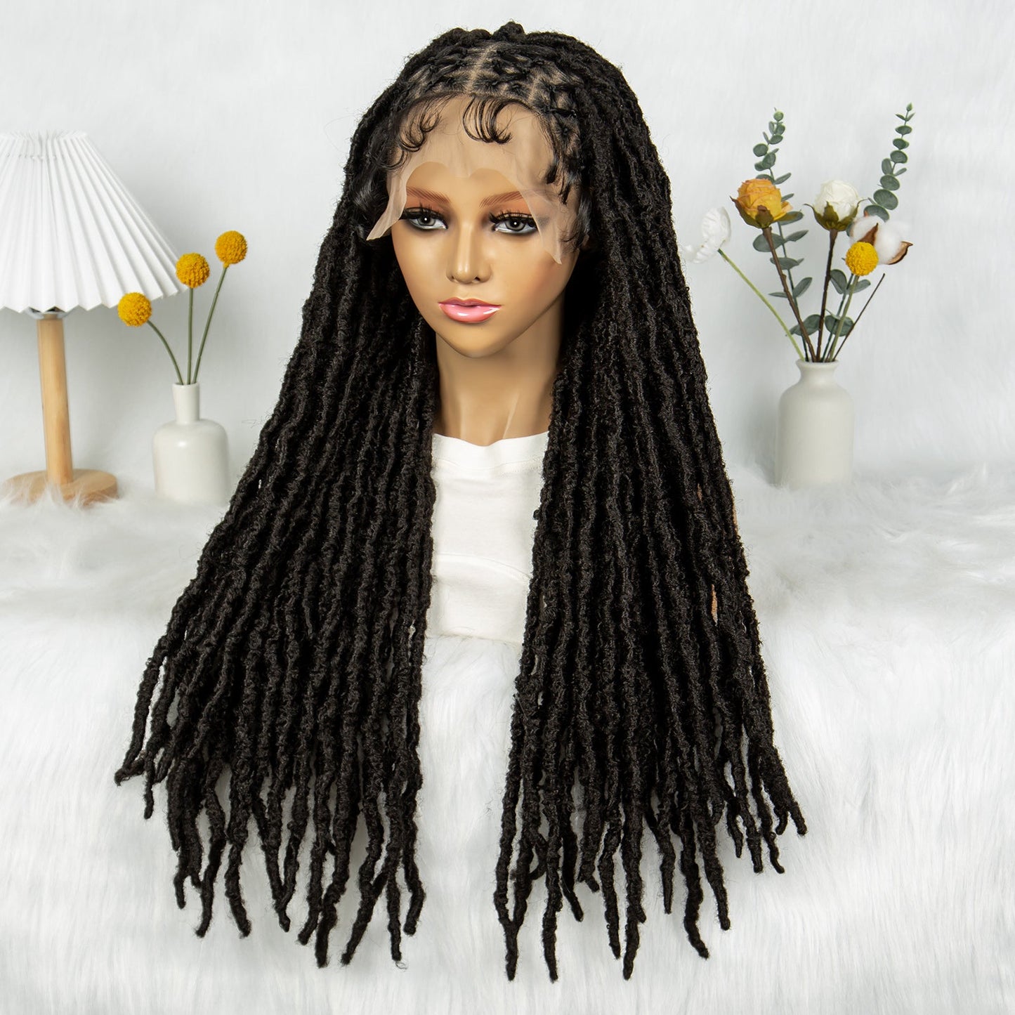 S SEDITTYHAIR Synthetic Full Lace Cornrow Locs Braided Wig Hair 28"