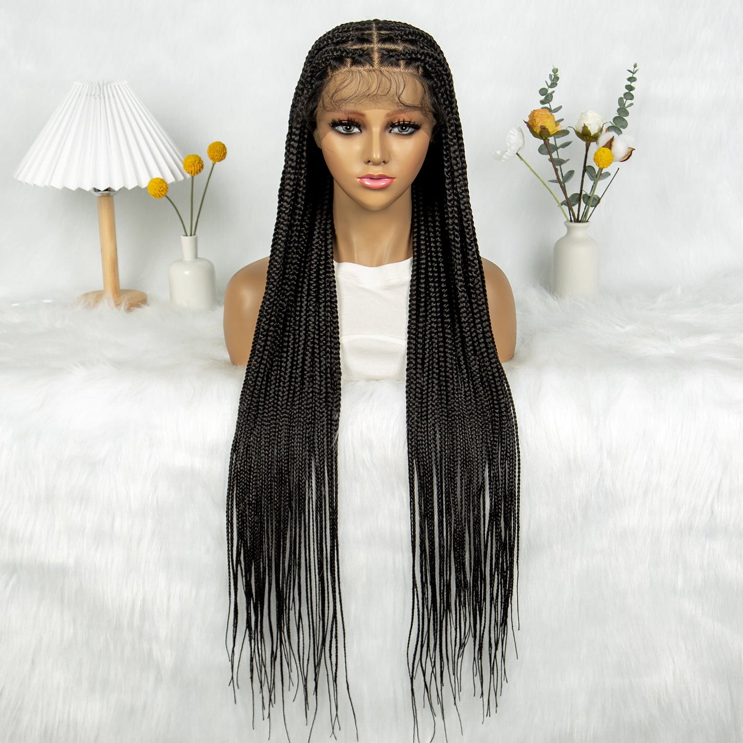 S SEDITTYHAIR Synthetic Full Lace Hair Wig Cornrow Box Braided Wig 36"