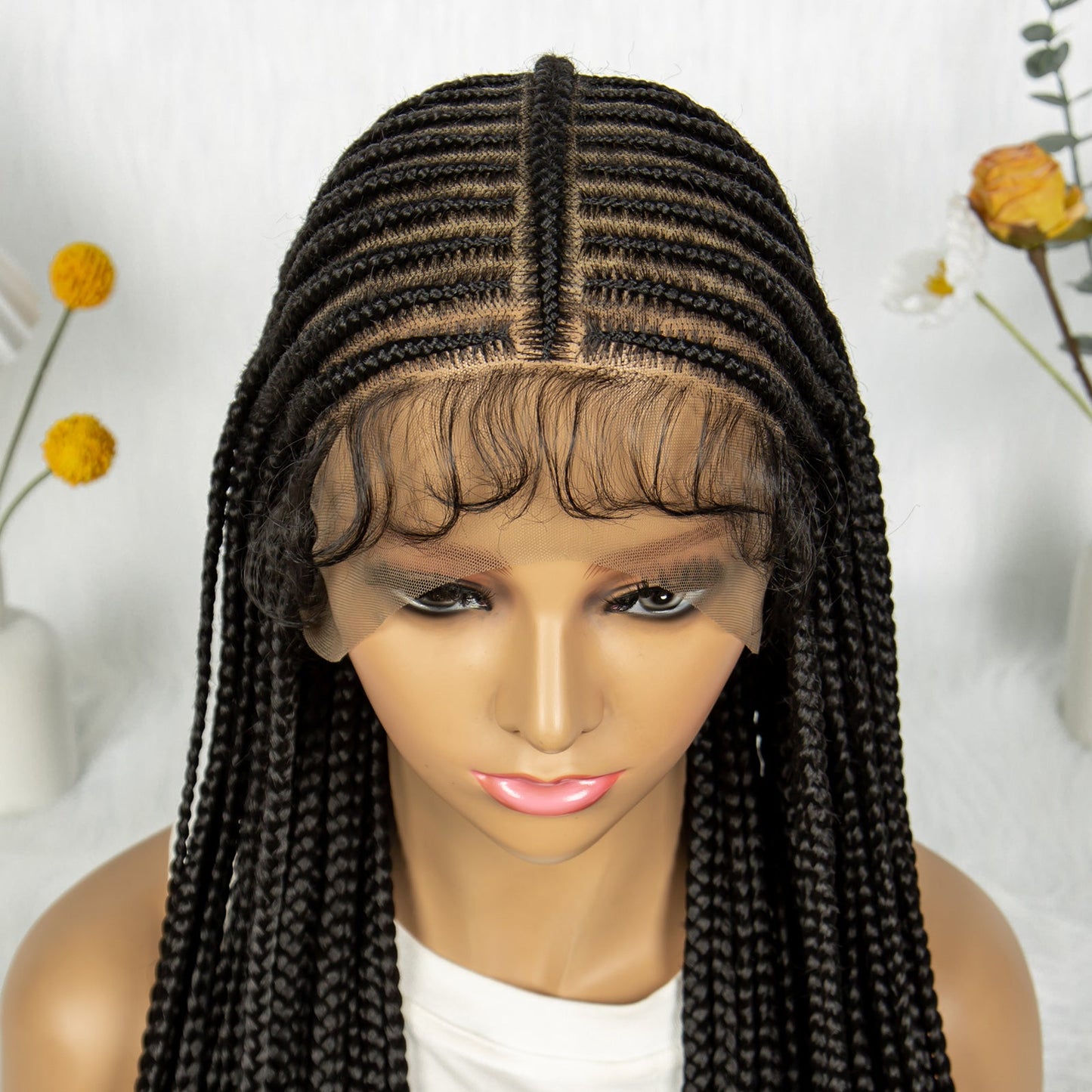 S SEDITTYHAIR Full Lace Cornrow Braided Wig Synthetic Hair Wig 36 inches