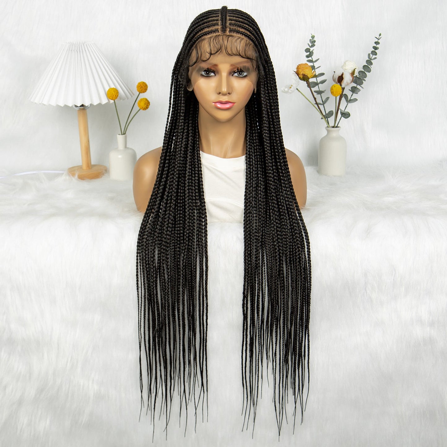 S SEDITTYHAIR Full Lace Cornrow Braided Wig Synthetic Hair Wig 36 inches
