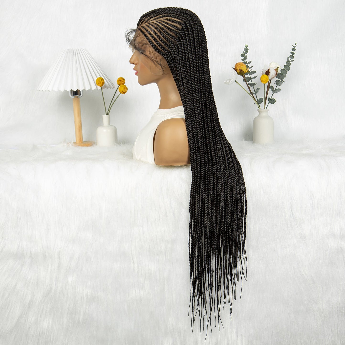 S SEDITTYHAIR Cornrow Braided Wig Synthetic Full Lace Hair Wig 36 inches