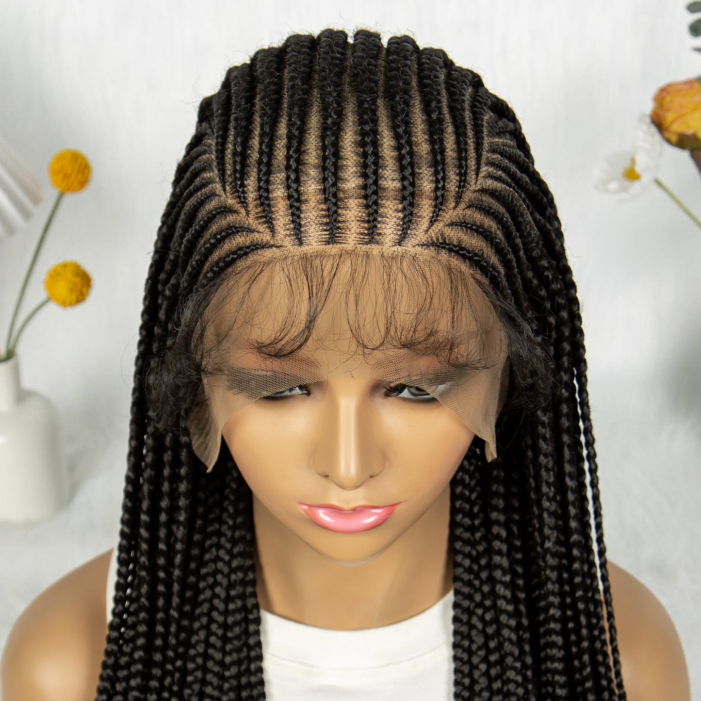 S SEDITTYHAIR Cornrow Braided Wig Synthetic Full Lace Hair Wig 36 inches