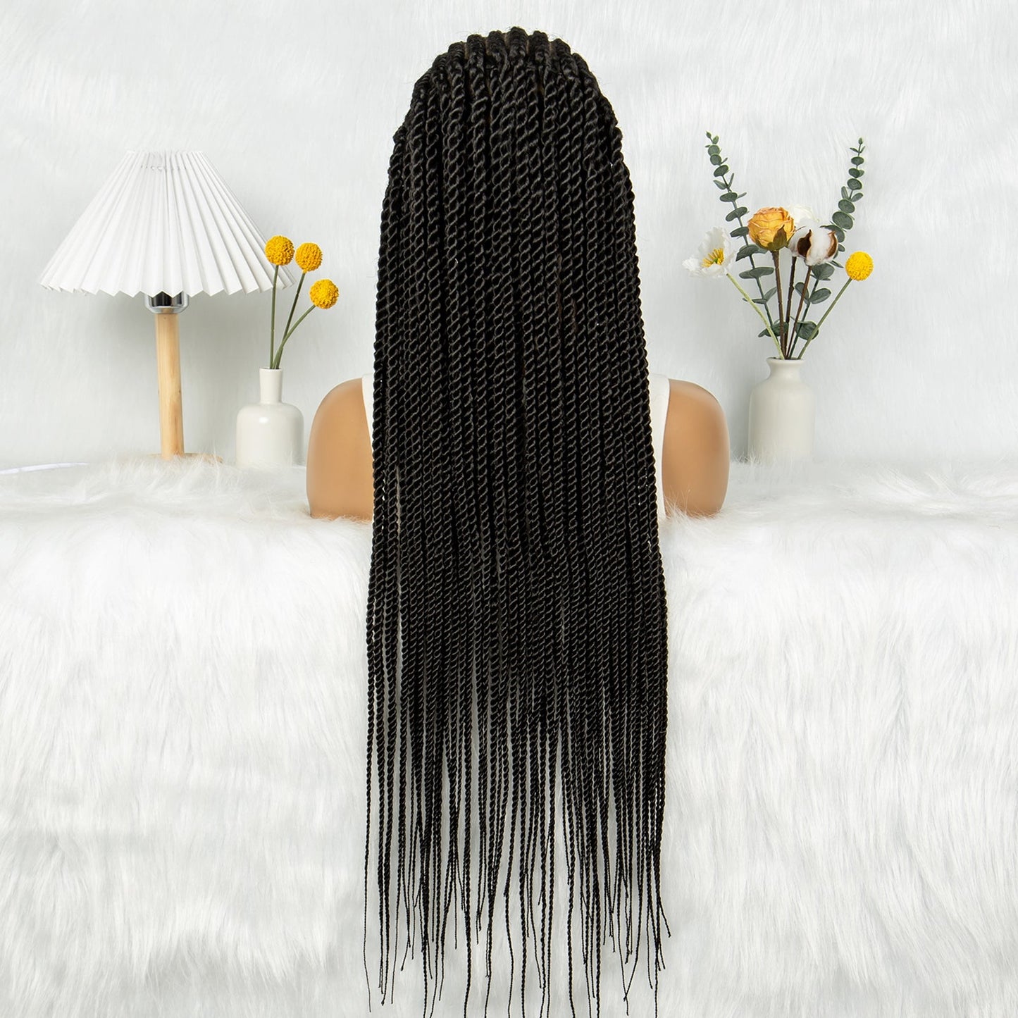 S SEDITTYHAIR Cornrow Twisted Braided Wig Synthetic Full Lace Hair Wig 32"