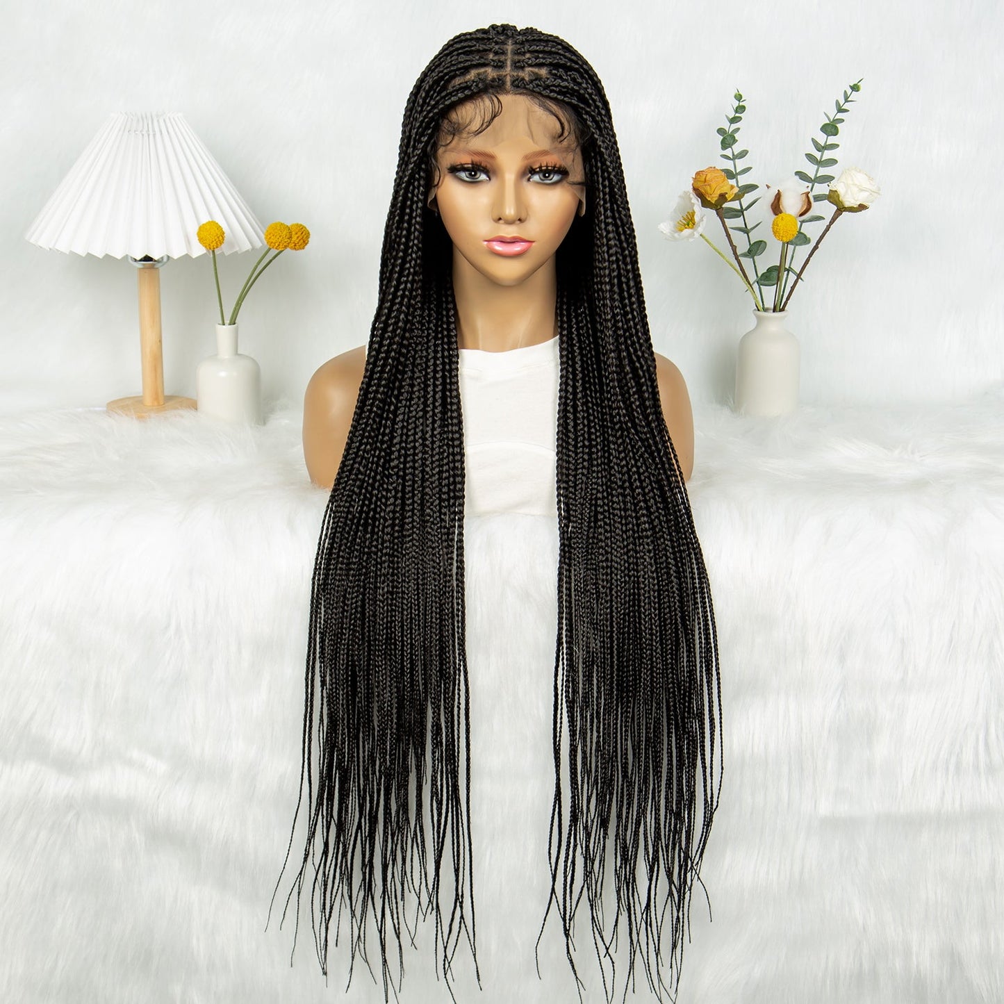 S SEDITTYHAIR Full Lace Box Braided Wig Synthetic Hair 38"