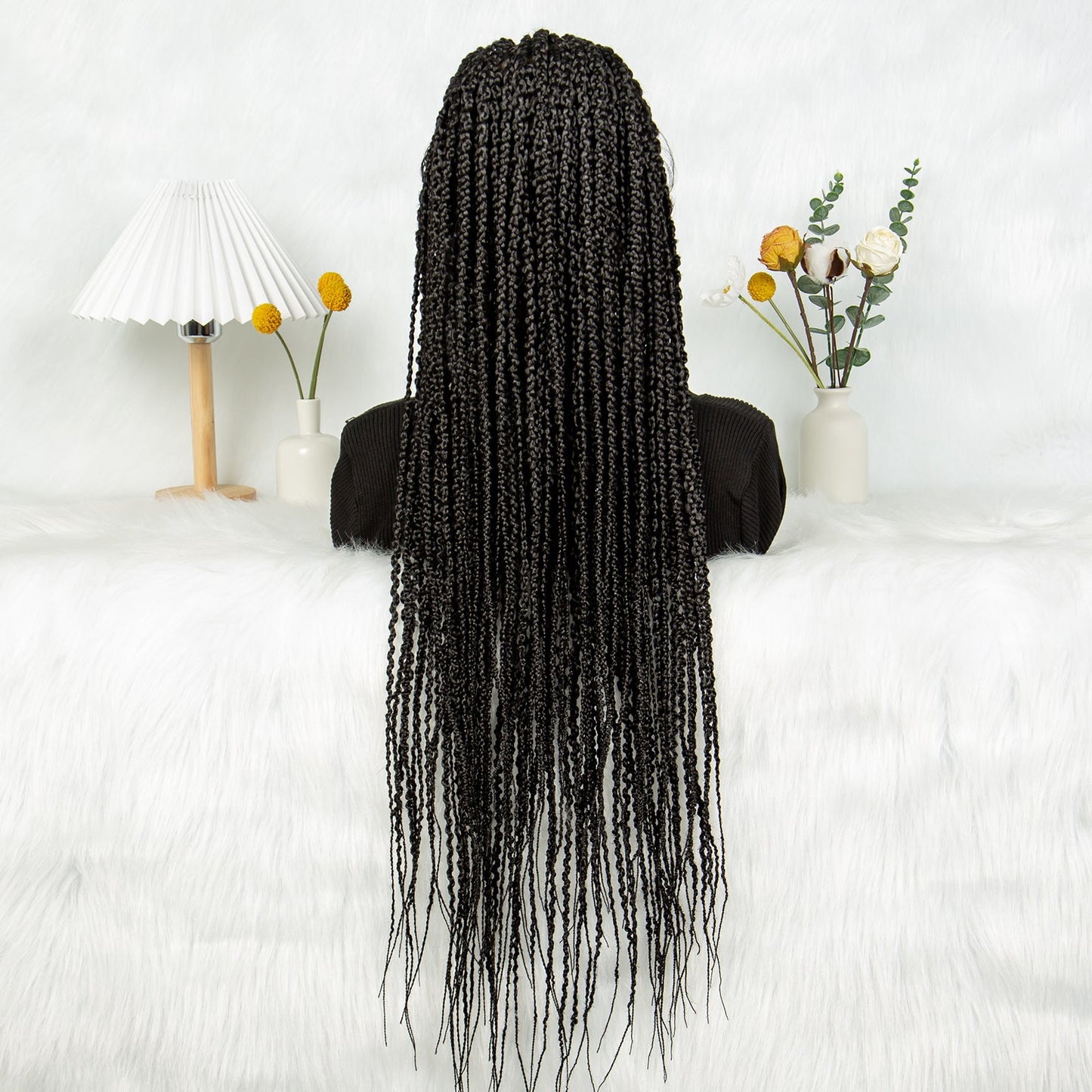 S SEDITTYHAIR Synthetic Full Lace Cornrow Twisted Braided Wig Hair 36"