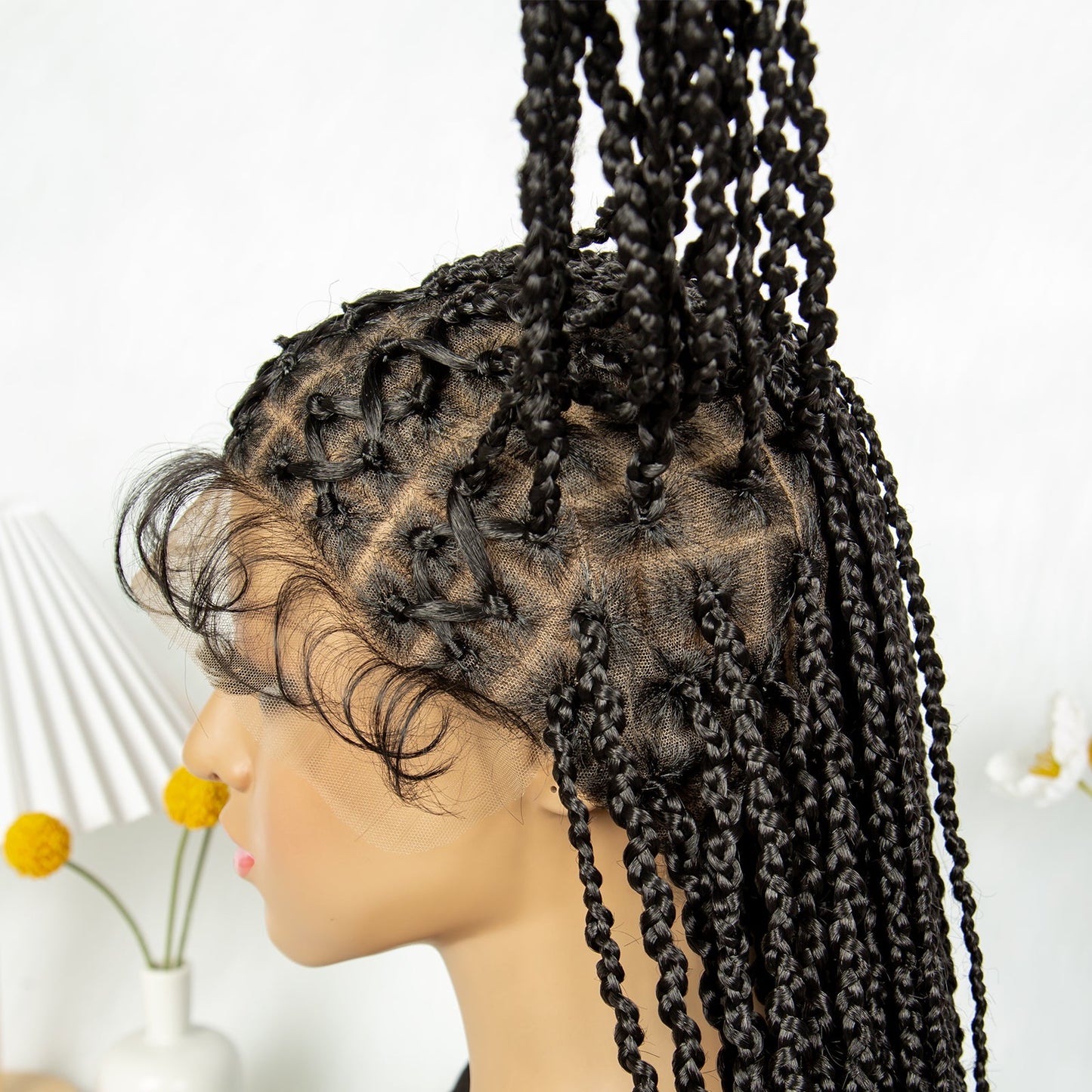S SEDITTYHAIR Synthetic Full Lace Cornrow Twisted Braided Wig Hair 36"