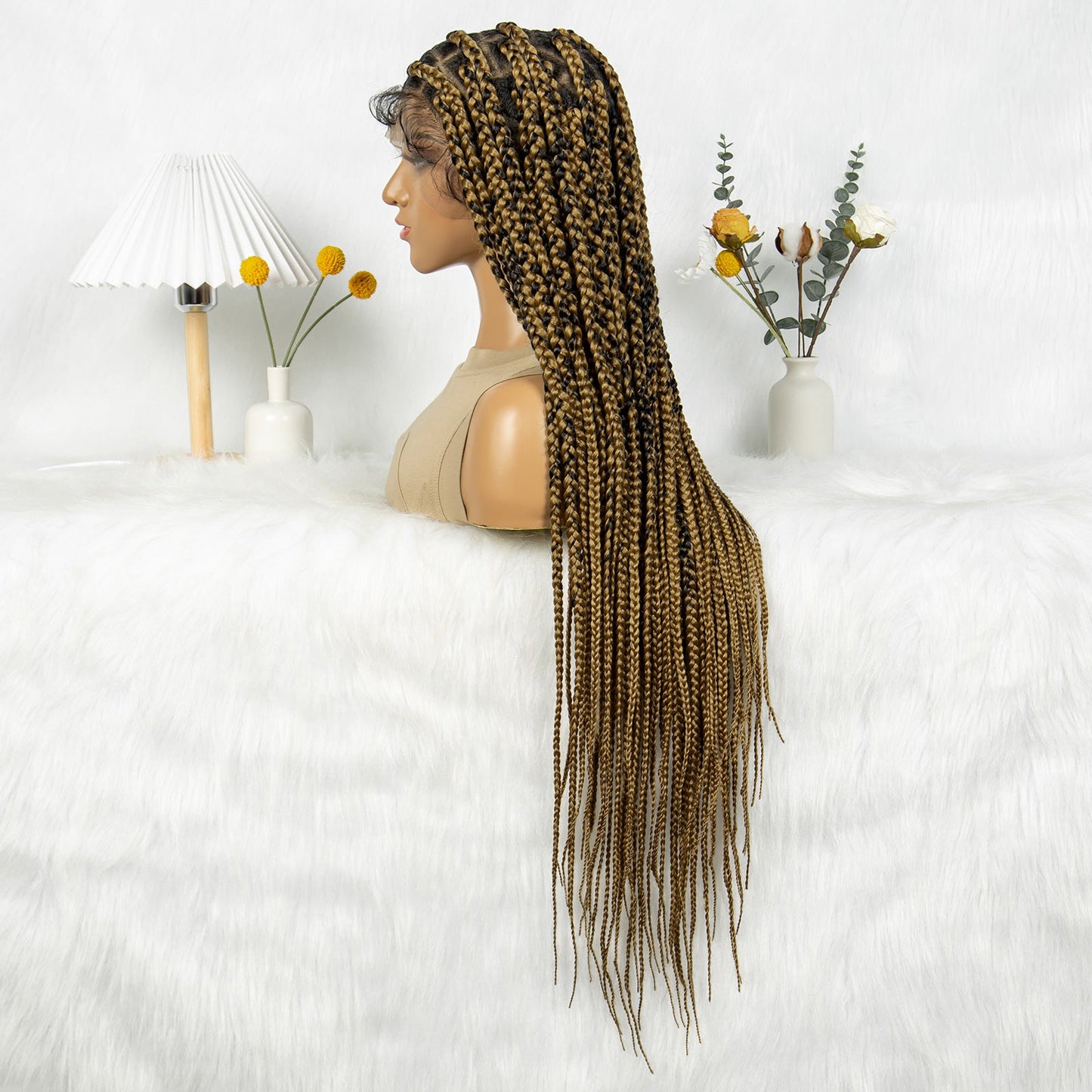 S SEDITTYHAIR Synthetic Braided Wig Full Lace Hair Box Braids 36"