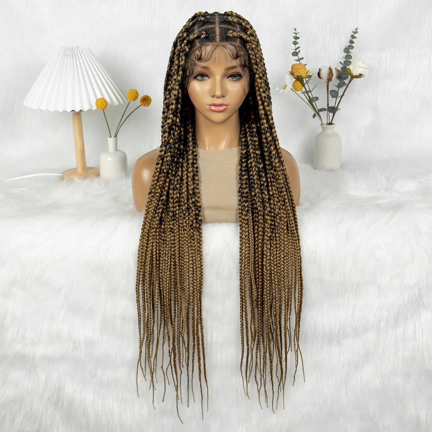 S SEDITTYHAIR Synthetic Braided Wig Full Lace Hair Box Braids 36"