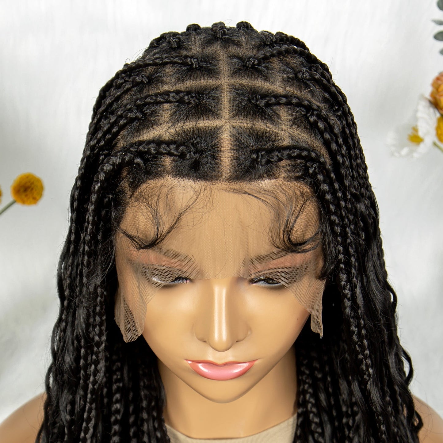 S SEDITTYHAIR Boho Braided Wig Synthetic Full Lace Hair Wig 38"