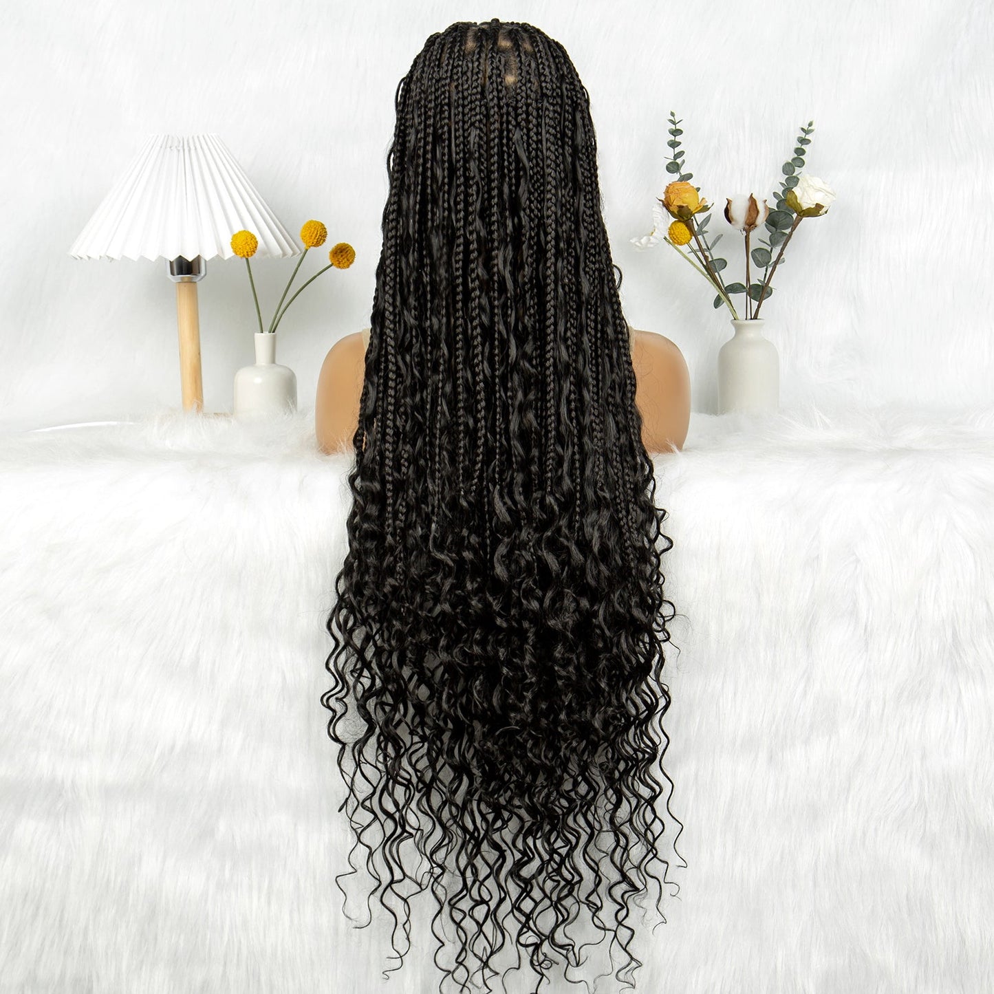 S SEDITTYHAIR Boho Braided Wig Synthetic Full Lace Hair Wig 38"