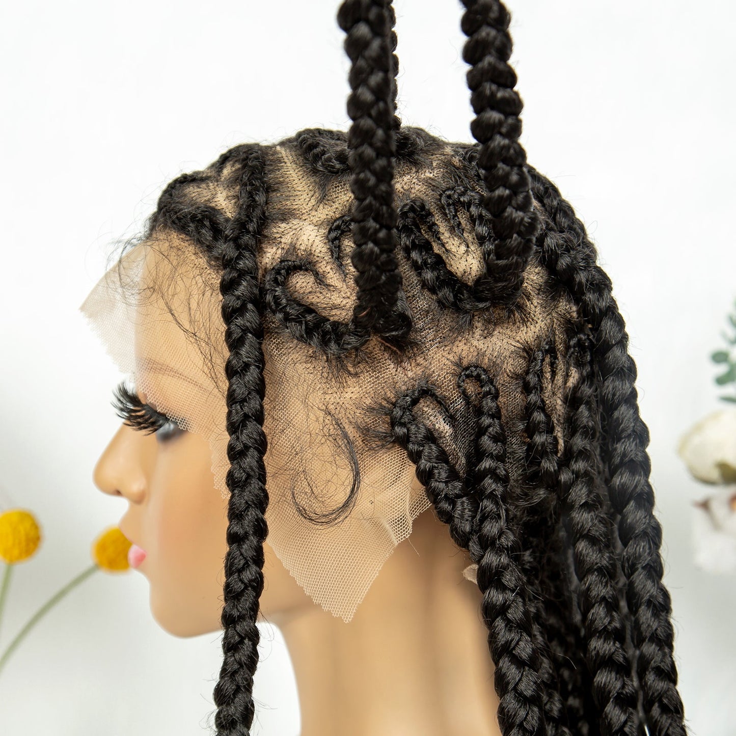 S SEDITTYHAIR Box Cornrow Braided Wig Synthetic Full Lace Braided Wig Box Braids Hair 32"