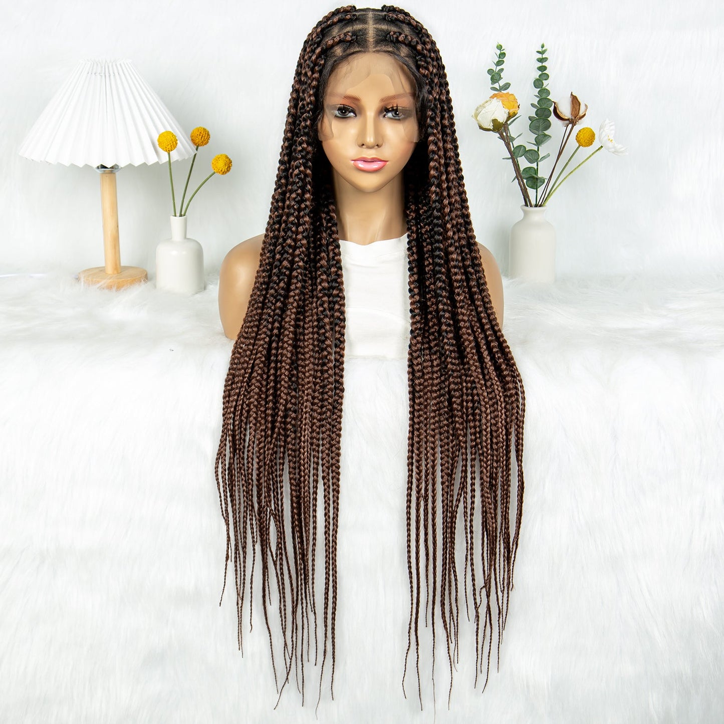 S SEDITTYHAIR Synthetic Braided Wig Full Lace Hair Box Braids 36"