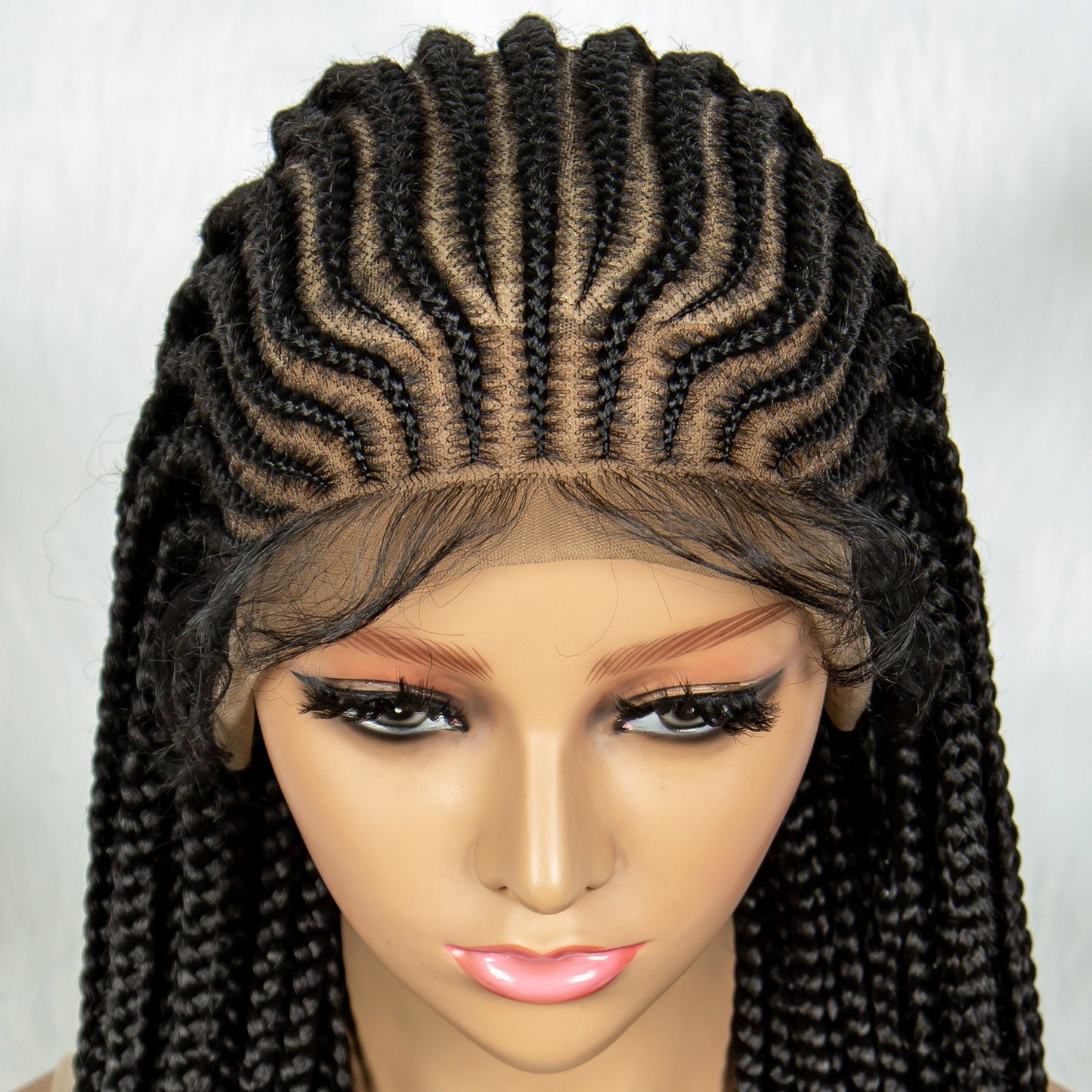 S SEDITTYHAIR Box Cornrow Braided Wig Synthetic Full Lace Hair Wig 34"