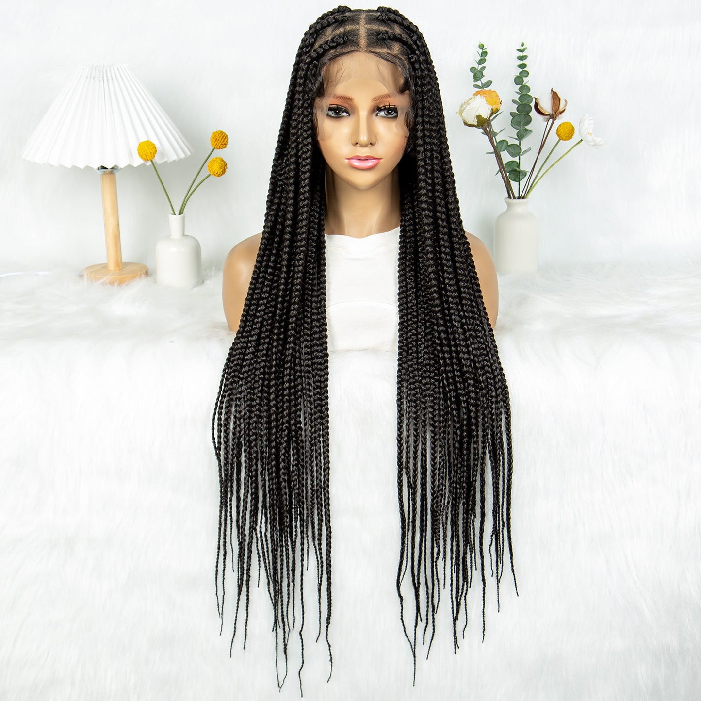 S SEDITTYHAIR Synthetic Braided Wig Full Lace Hair Box Braids 36"