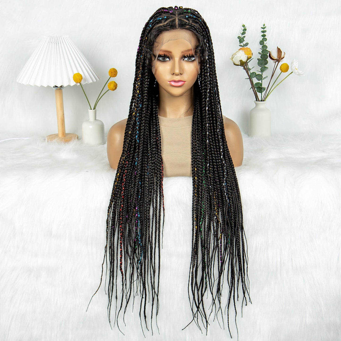 S SEDITTYHAIR Synthetic Full Lace Straight Braided Wig Hair Wig 34"