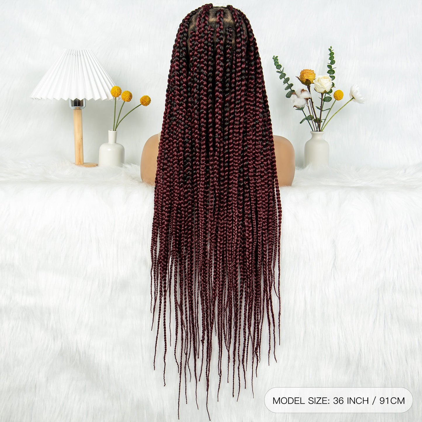 S SEDITTYHAIR Synthetic Braided Wig Full Lace Hair Box Braids 36"