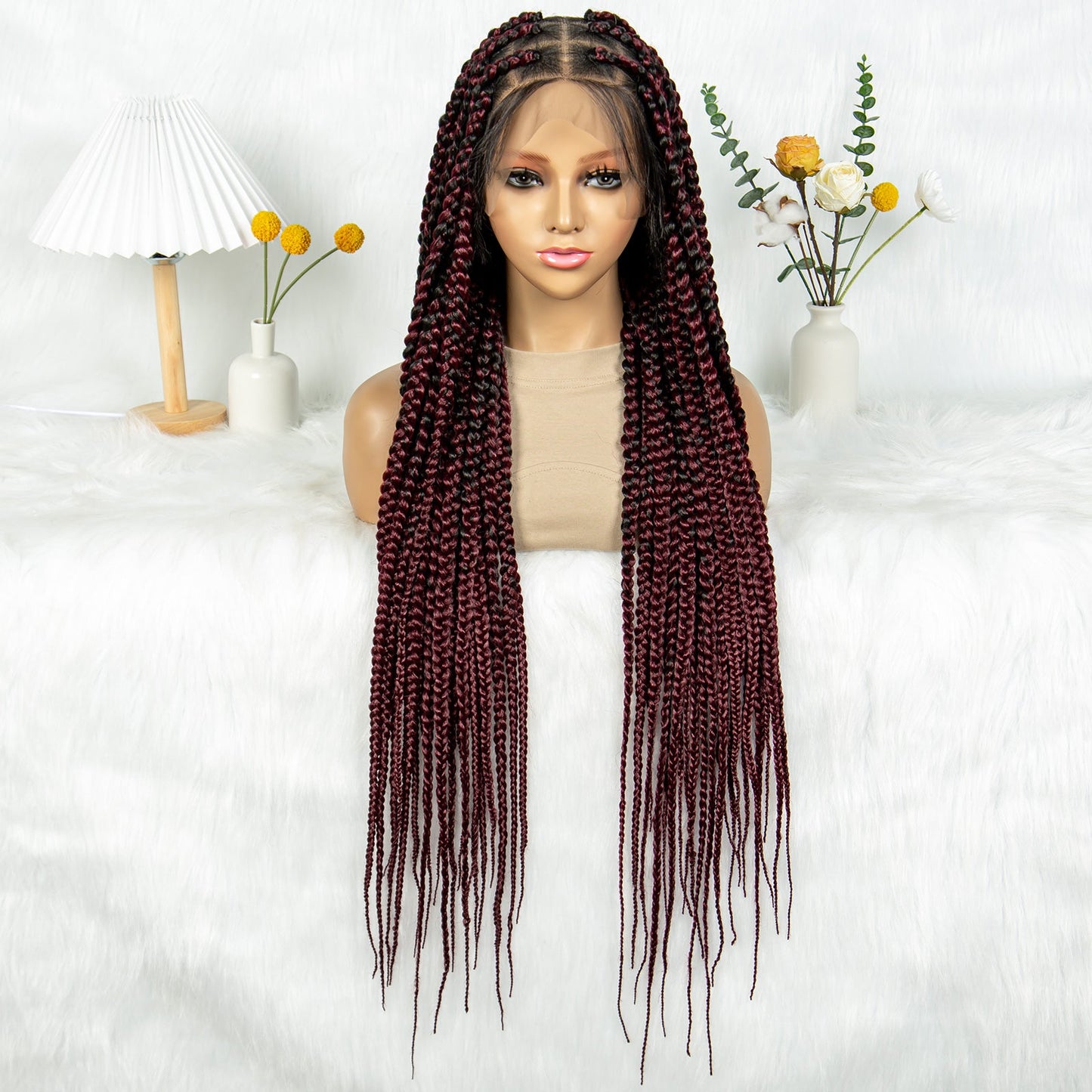 S SEDITTYHAIR Synthetic Braided Wig Full Lace Hair Box Braids 36"
