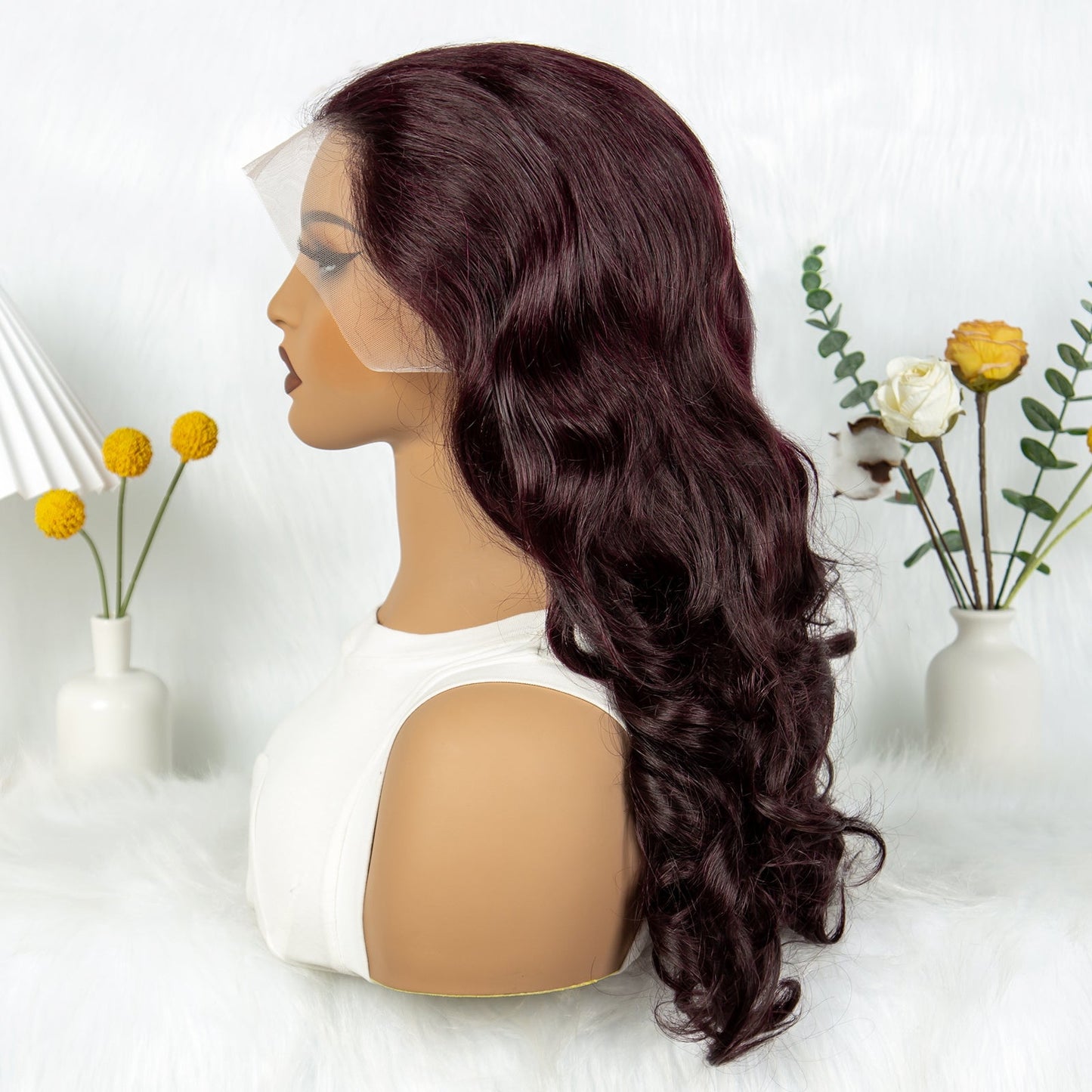S SEDITTYHAIR Burgundy 13x4 Lace Front Fumi Loose 100% Human Hair Wig 200% Density