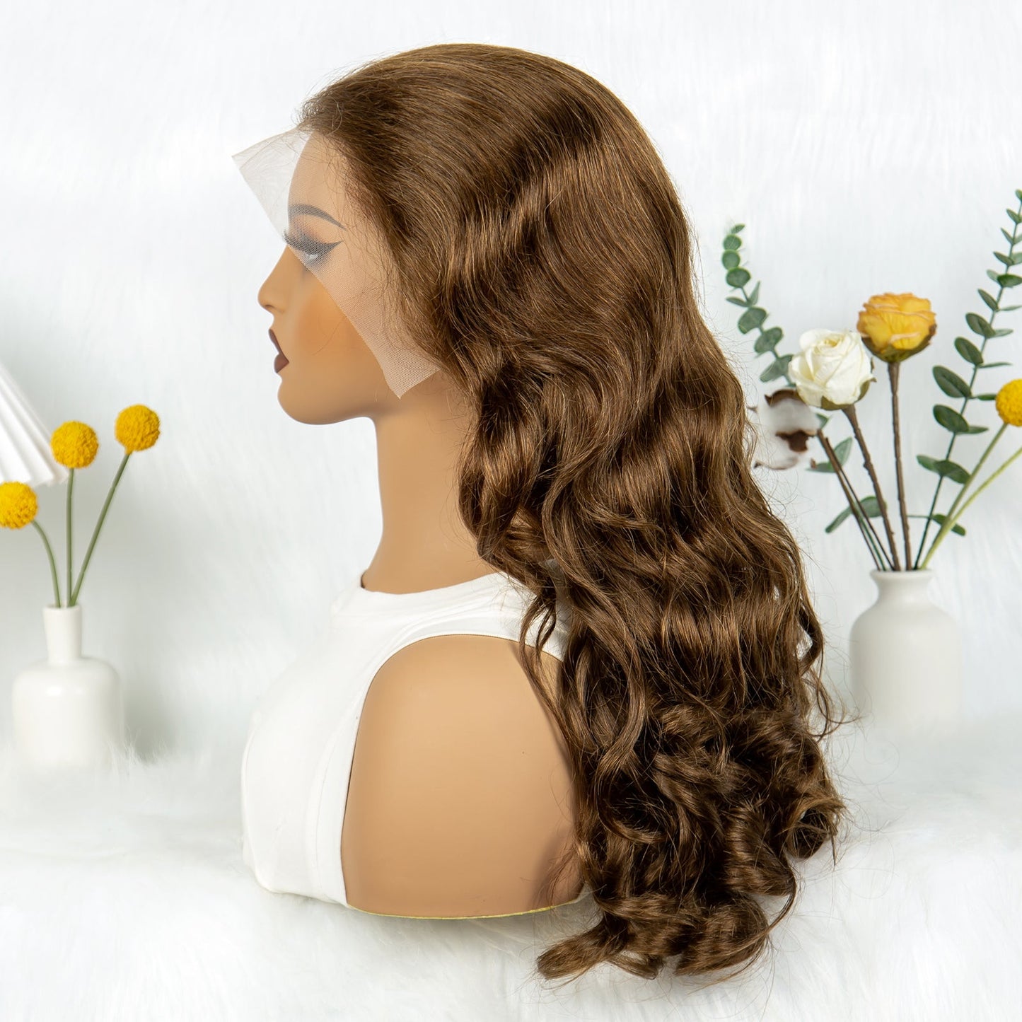 S SEDITTYHAIR 13x4 Lace Front Fumi Loose 100% Human Hair Wig 200% Density  Chocolate Color