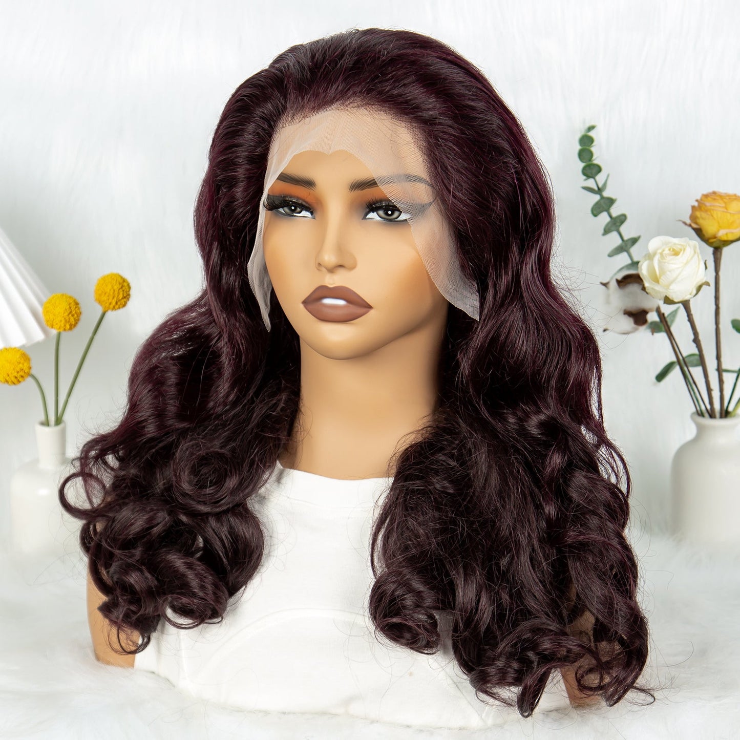S SEDITTYHAIR Burgundy 13x4 Lace Front Fumi Loose 100% Human Hair Wig 200% Density