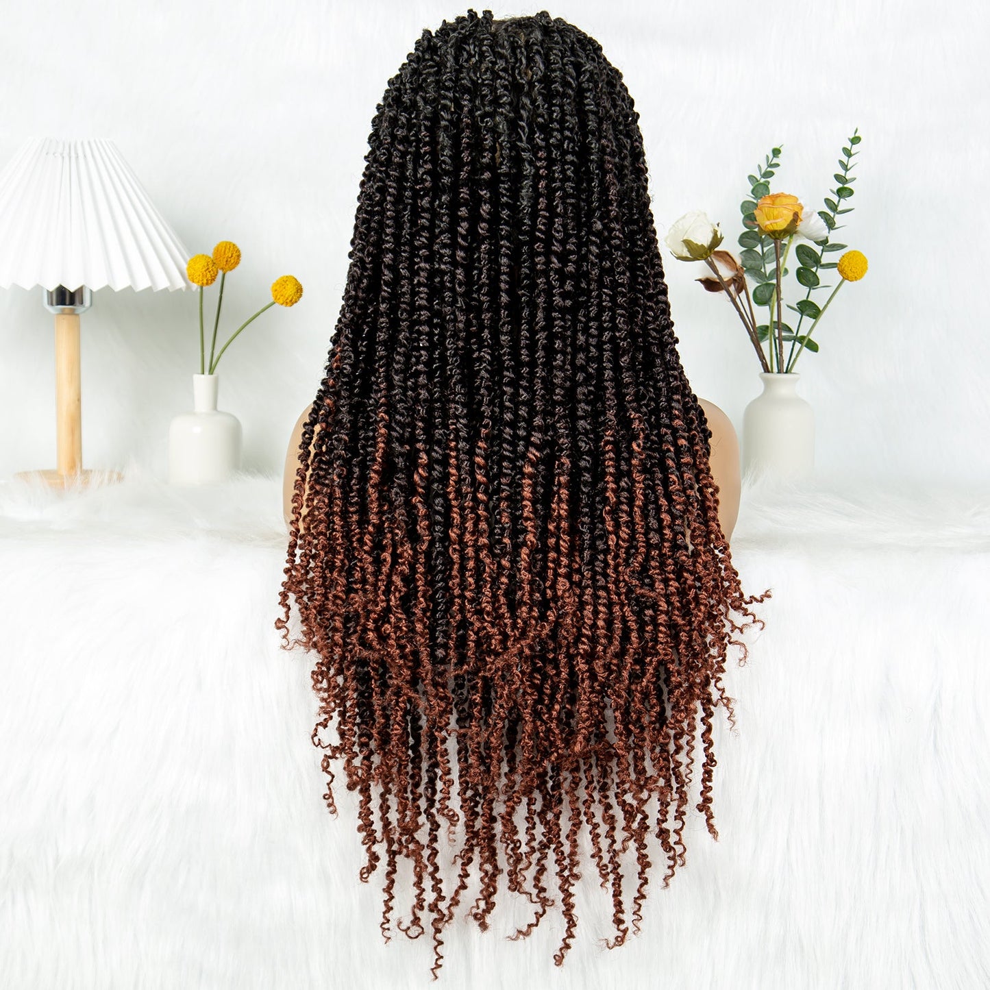 S SEDITTYHAIR Wig Synthetic Braided Wig Full Lace Twisted Braids Hair Wig for Black Women Girls 26 inches