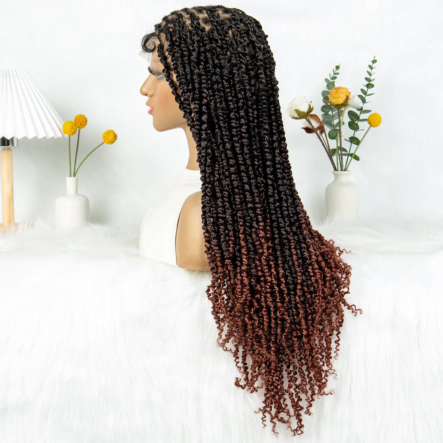S SEDITTYHAIR Wig Synthetic Braided Wig Full Lace Twisted Braids Hair Wig for Black Women Girls 26 inches
