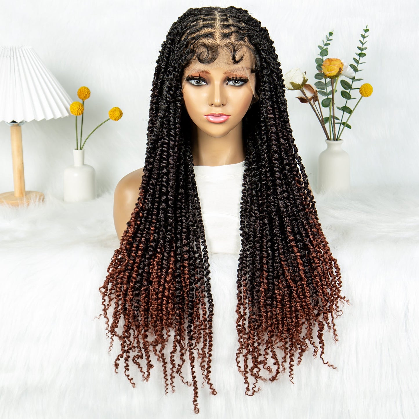 S SEDITTYHAIR Wig Synthetic Braided Wig Full Lace Twisted Braids Hair Wig for Black Women Girls 26 inches
