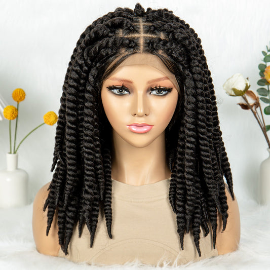 S SEDITTYHAIR 16 inches Twist Braided Wig Full Lace Synthetic Locs Braids Hair Wig