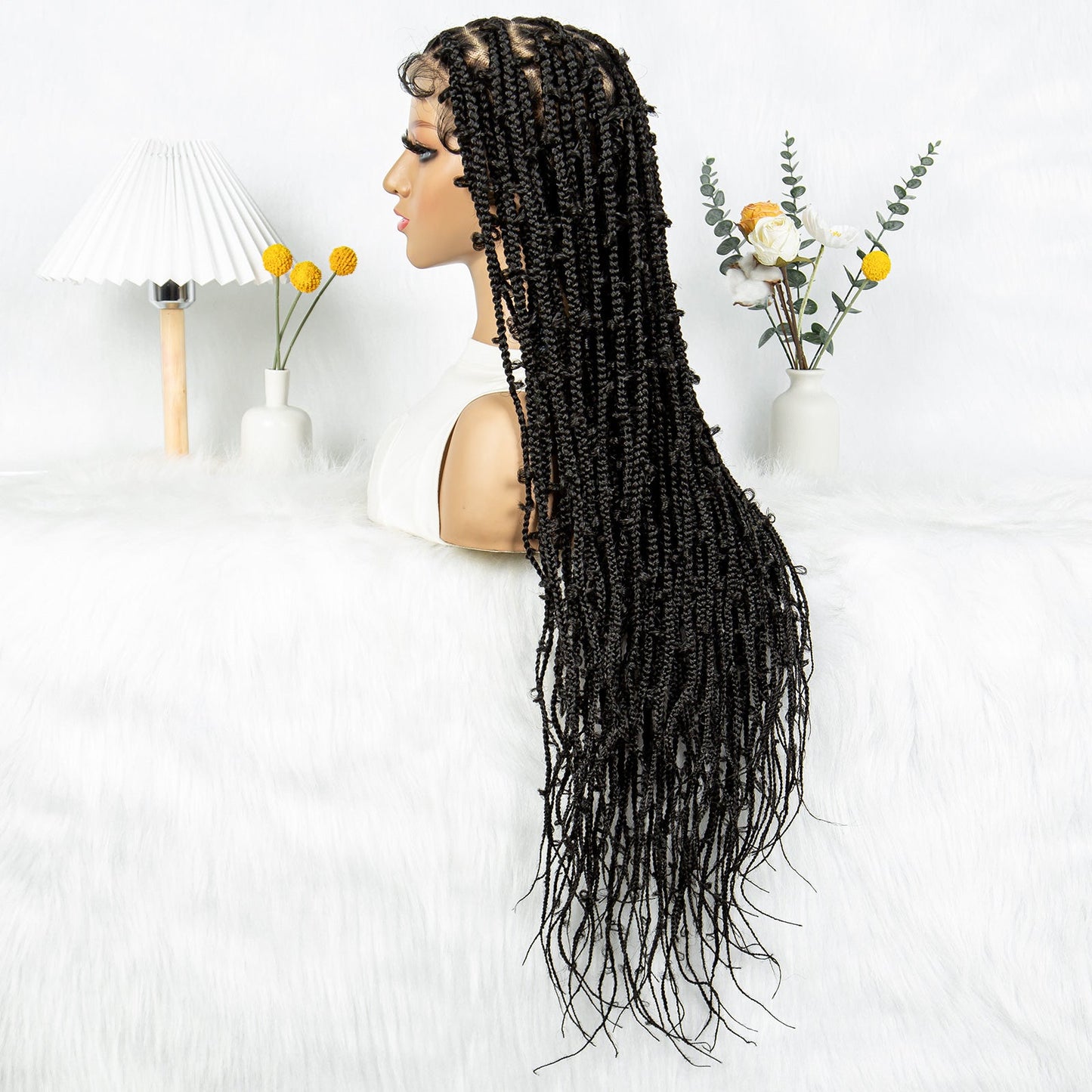 S SEDITTYHAIR Synthetic Braided Wig Full Lace Knotless Box Braids Hair Wig for Black Women 34 inches
