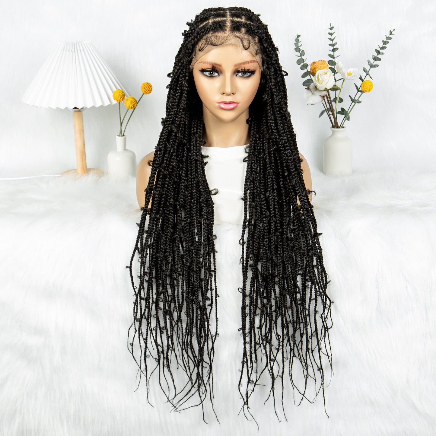 S SEDITTYHAIR Synthetic Braided Wig Full Lace Knotless Box Braids Hair Wig for Black Women 34 inches
