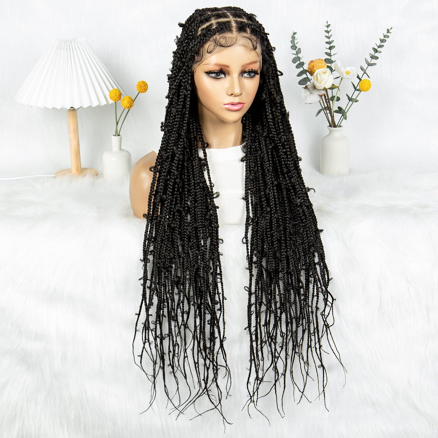 S SEDITTYHAIR Synthetic Braided Wig Full Lace Knotless Box Braids Hair Wig for Black Women 34 inches
