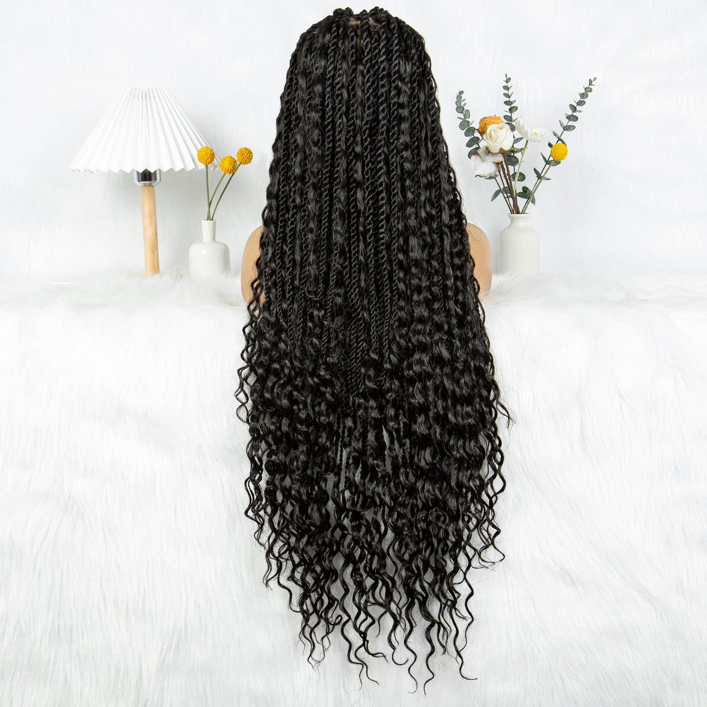 S SEDITTYHAIR Wig Full Lace Twisted Boho Braided Wig Synthetic Braids Hair Wig for Black Women 36 inches