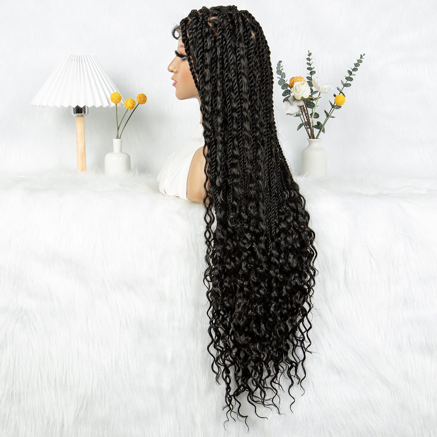 S SEDITTYHAIR Wig Full Lace Twisted Boho Braided Wig Synthetic Braids Hair Wig for Black Women 36 inches