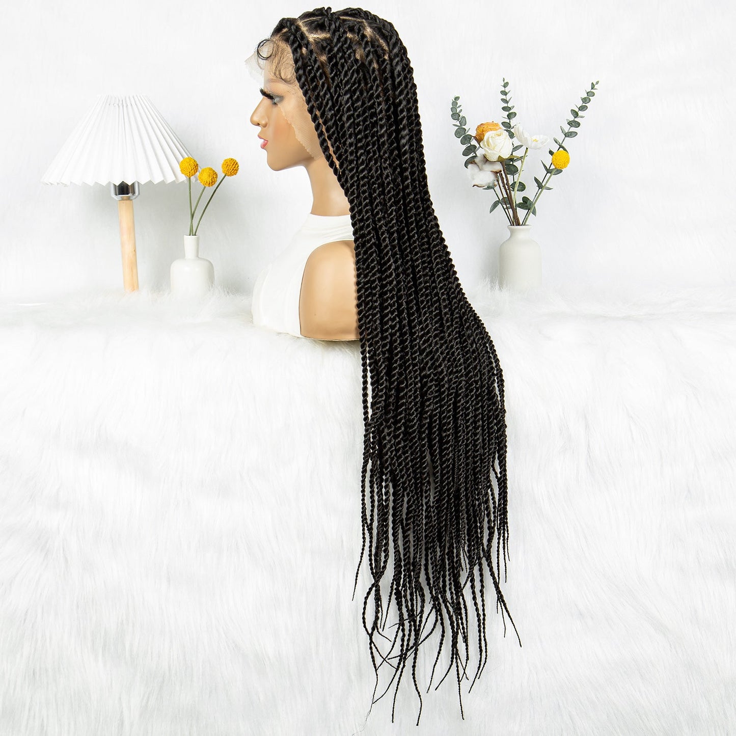 S SEDITTYHAIR Wig Full Lace Twisted Braids Hair Wig Synthetic Braided Wig 34 inches for Black Women