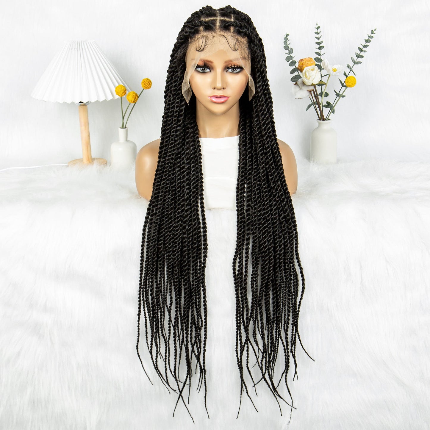 S SEDITTYHAIR Wig Full Lace Twisted Braids Hair Wig Synthetic Braided Wig 34 inches for Black Women