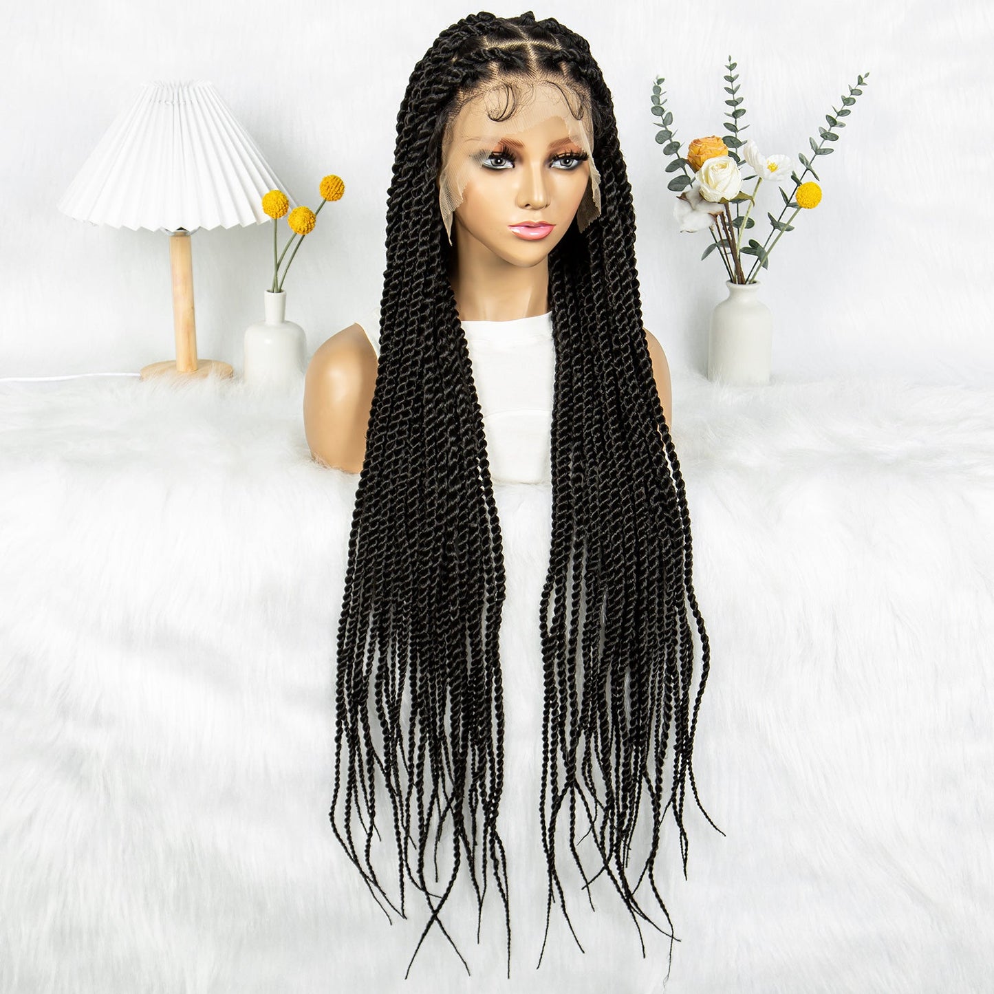 S SEDITTYHAIR Wig Full Lace Twisted Braids Hair Wig Synthetic Braided Wig 34 inches for Black Women
