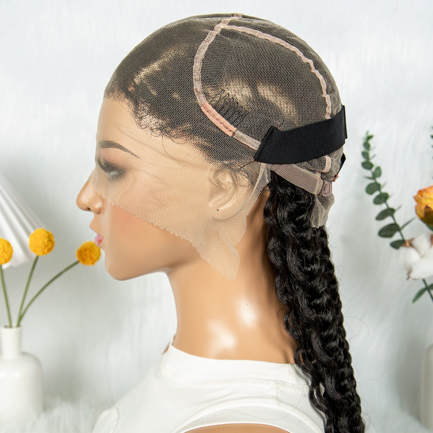 S SEDITTYHAIR Full Lace Wig Synthetic Knotless Boho Braids Curly With Baby Hair 34 inch