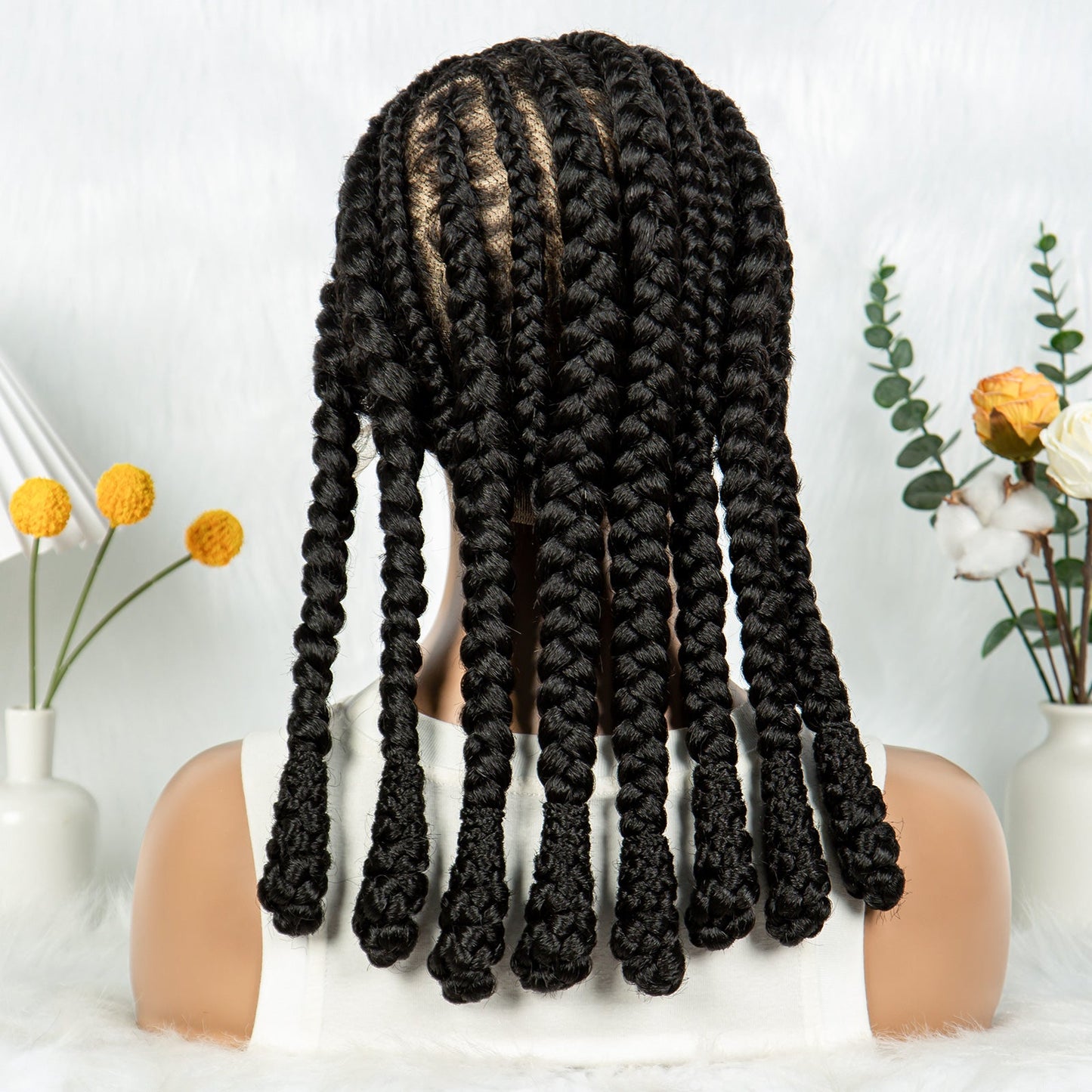 S SEDITTYHAIR Full Lace Cornrow Braided Wigs Synthetic Stitch Braids with Bantu Knots