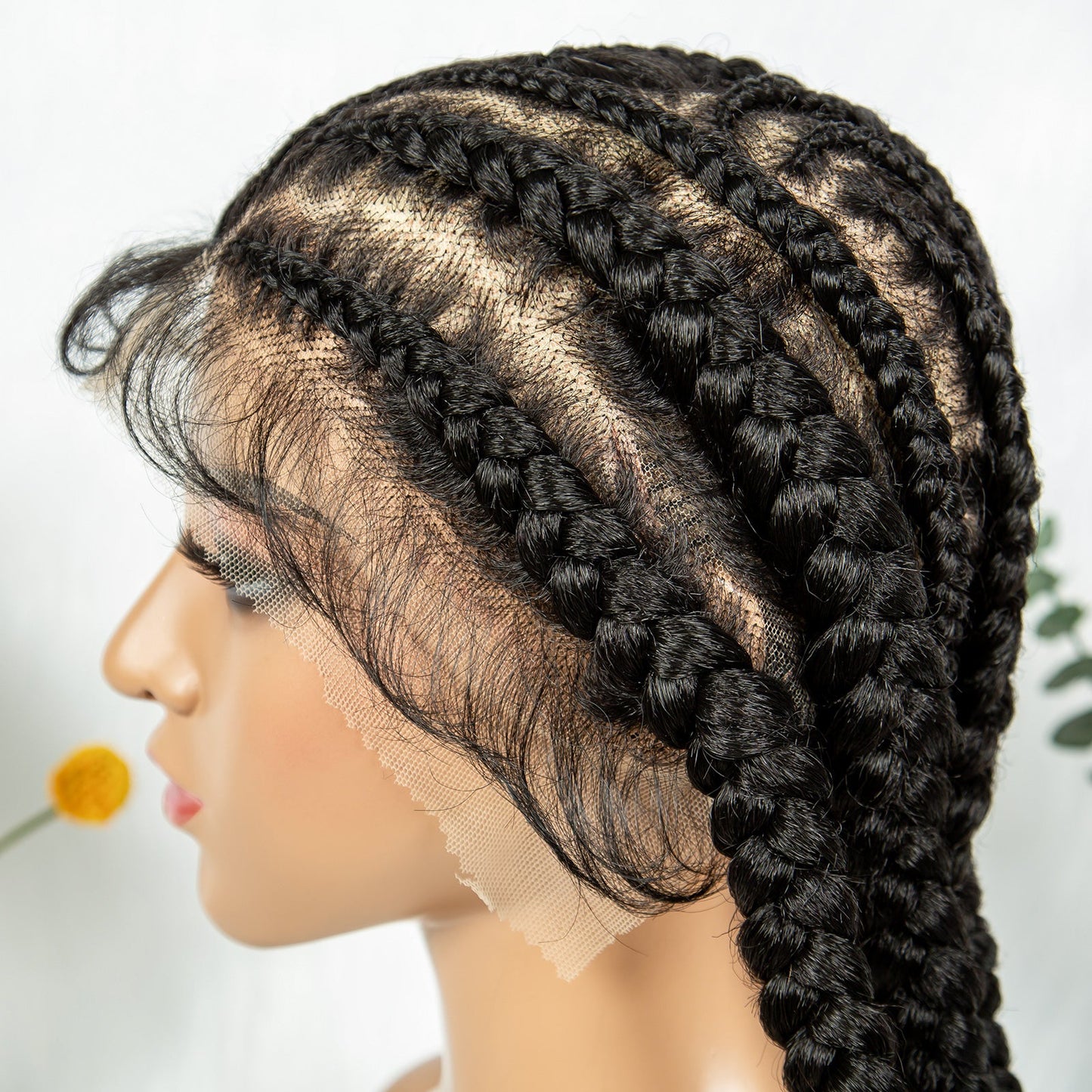 S SEDITTYHAIR Full Lace Cornrow Braided Wigs Synthetic Stitch Braids with Bantu Knots