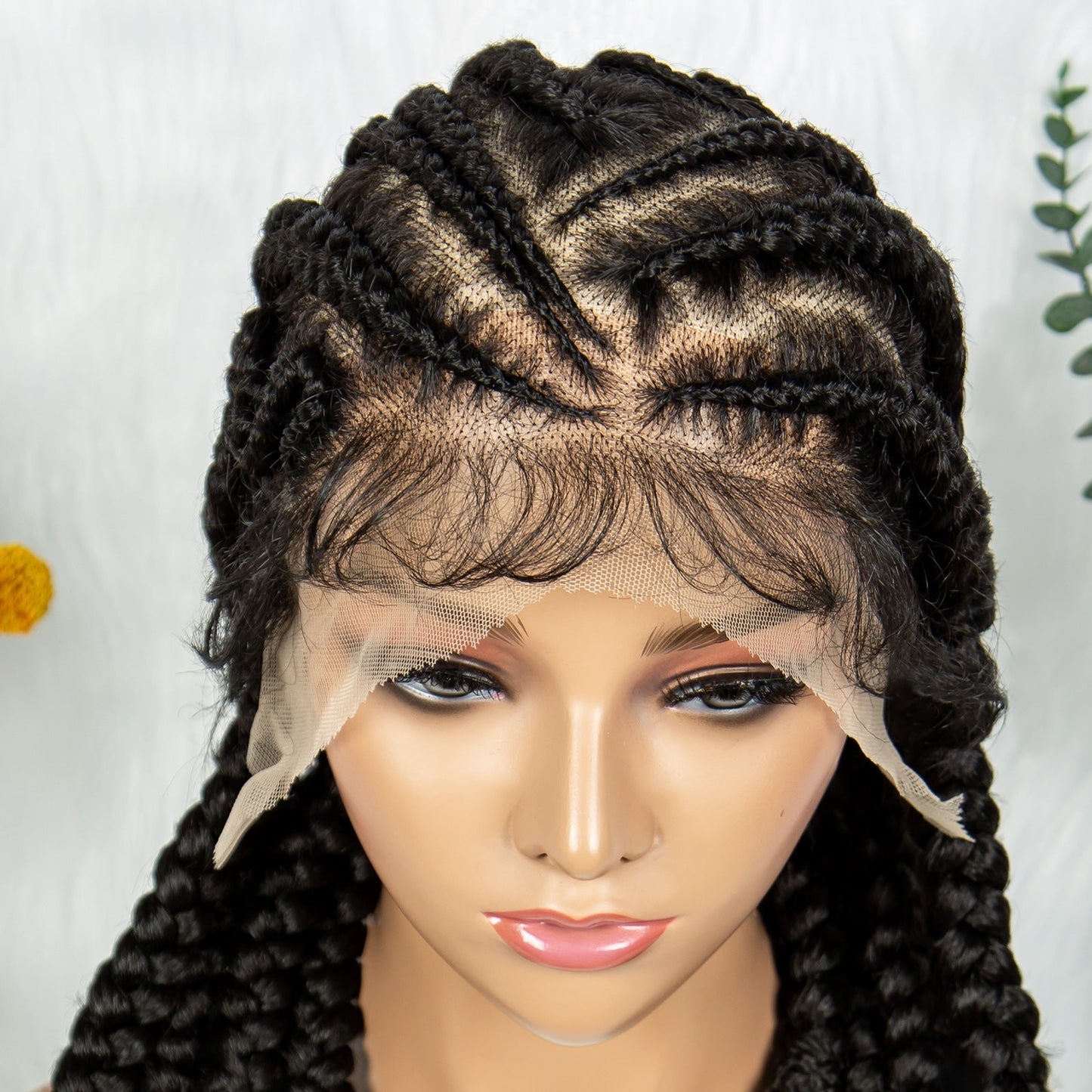 S SEDITTYHAIR Full Lace Cornrow Braided Wigs Synthetic Stitch Braids with Bantu Knots