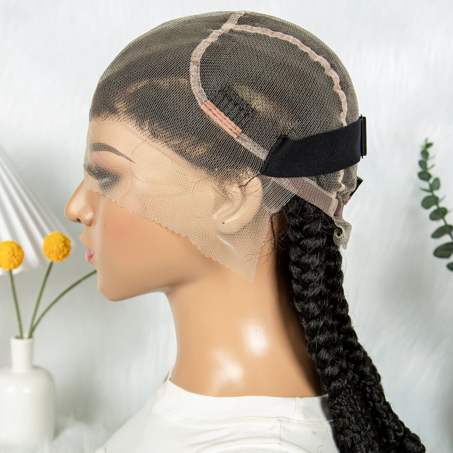 S SEDITTYHAIR Full Lace Cornrow Braided Wigs Synthetic Stitch Braids with Bantu Knots