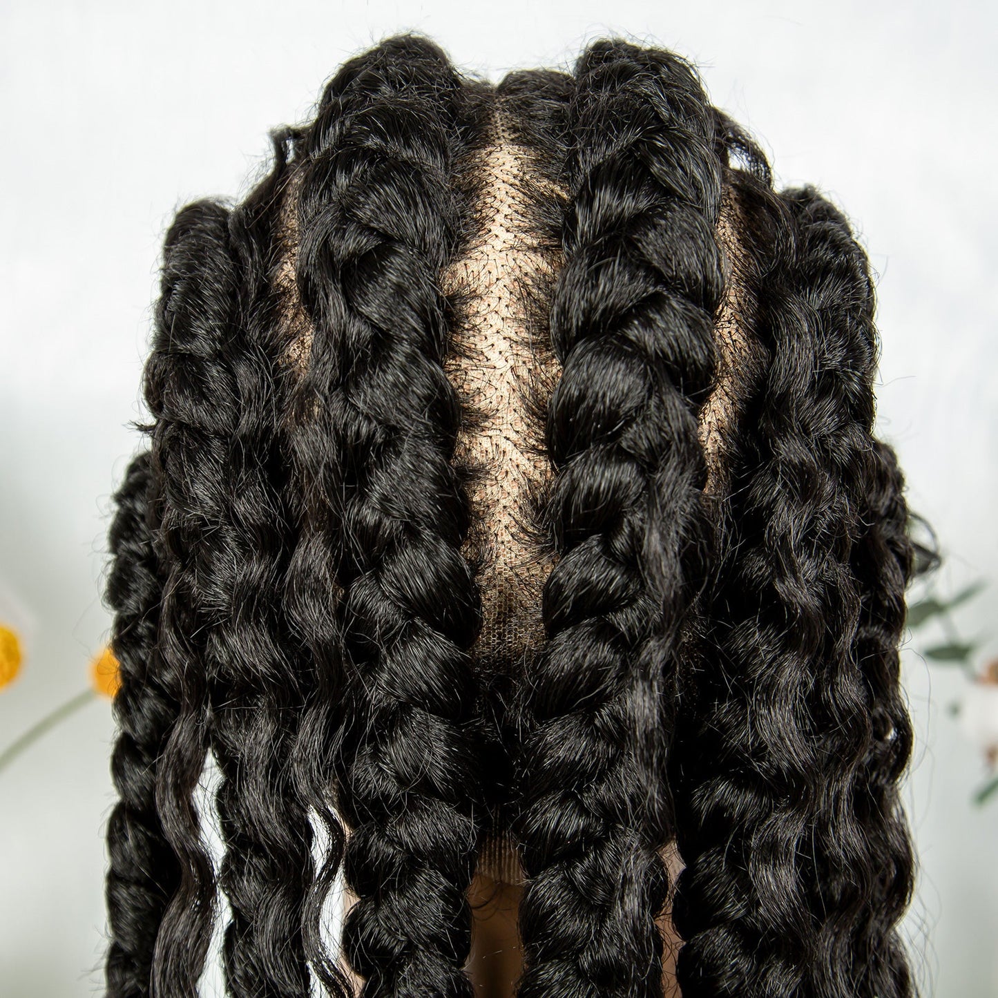 S SEDITTYHAIR Full Lace Wig Synthetic Knotless Boho Braids Curly With Baby Hair 34 inch