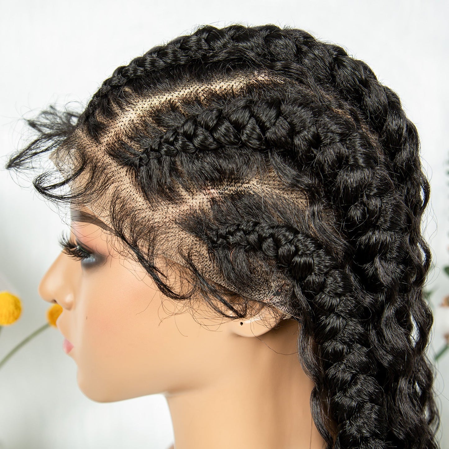S SEDITTYHAIR Full Lace Wig Synthetic Knotless Boho Braids Curly With Baby Hair 34 inch
